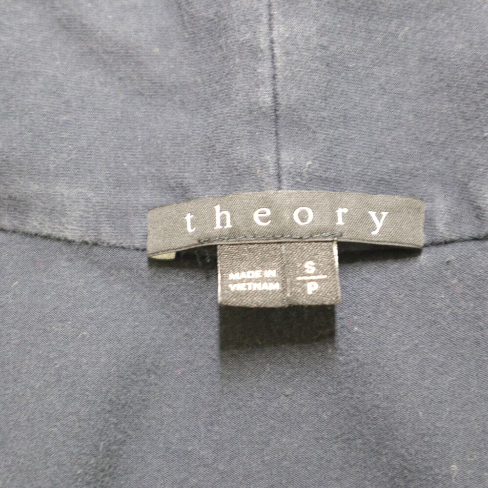 Theory Size S Ashbey Open Front Jacket 3/4 Sleeve Jersey Navy Blue - Picture 10 of 11